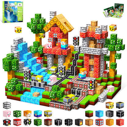 100PCS Magnetic Blocks, Magnetic Building Cube Set for Kids Ages 3+, Constructions STEM Stacking Tiles Toy Building Birthday Gifts for Boys Girls
