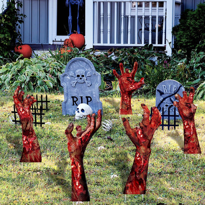 Blosssound 5 Pack Halloween Hands Yard Signs with Stake Scary Themed Halloween Lawn Decoration Ghost Hand Yard Stake for Outdoor Yard Lawn Garden Haunted House Decor