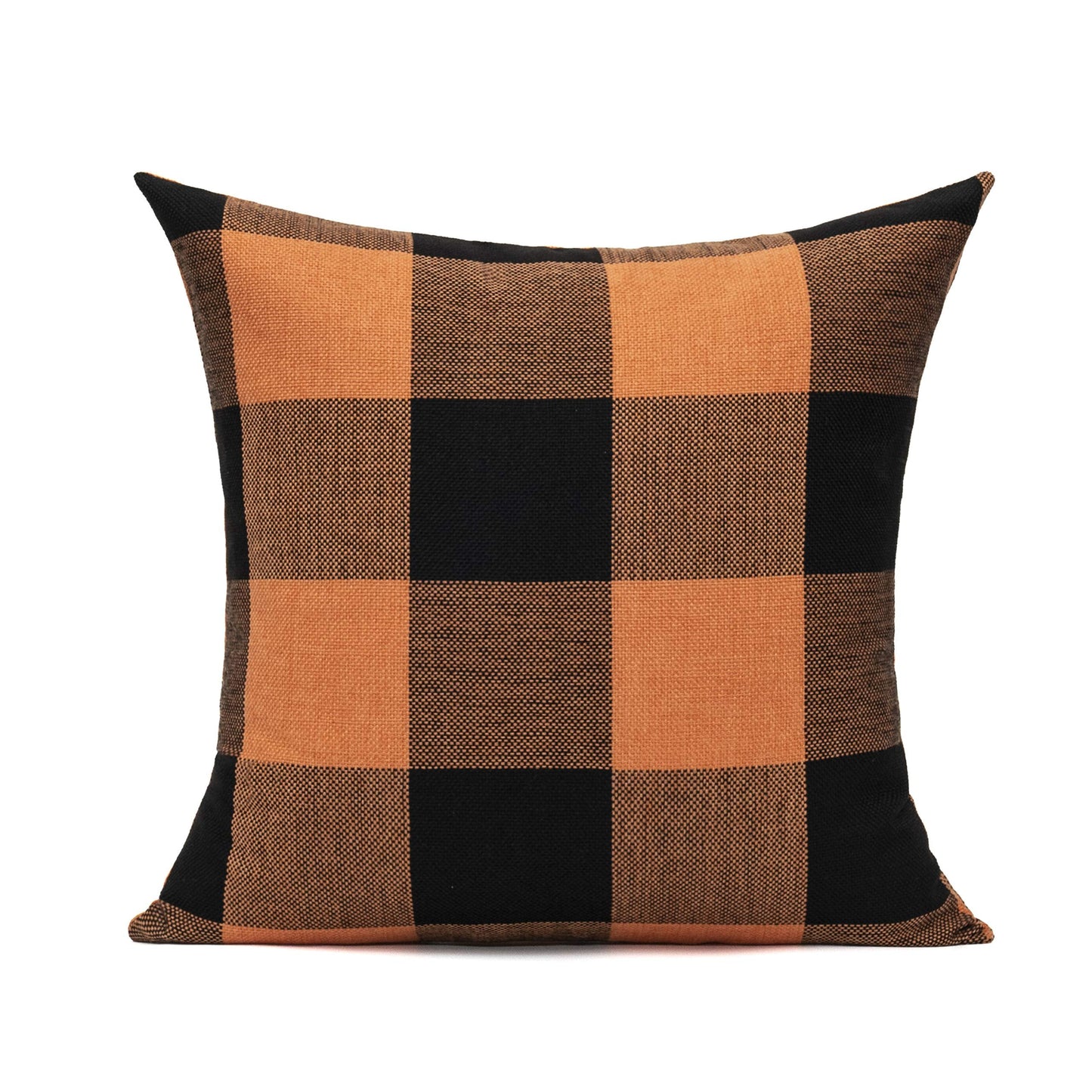 VAKADO Halloween Orange and Black Buffalo Plaids Decorative Throw Pillow Covers Fall Farmhouse Classic Retro Rustic Square Cushion Cases Home Decor for Sofa Couch Patio Outdoor 18x18 Set of 2