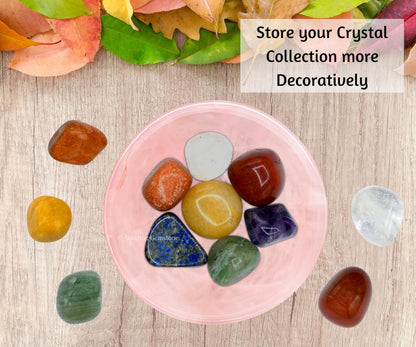 Rose Quartz Crystal Bowl - 3 Inch Decorative Bowls for Room and Home Decor - Gemstone Healing Crystals for Elegant Display, Positive Energy Balance and Gift