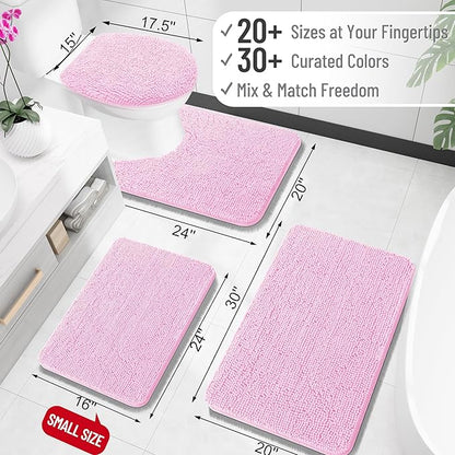 OLANLY Large Bathroom Rugs 44x32, Extra Soft Absorbent Chenille Bath Rugs, Rubber Backing Quick Dry, Machine Washable Bath Mats for Bathroom Floor, Tub and Shower, Home Decor Accessories, Pink