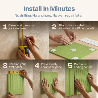 Ekkogo X-Large Cork Board Alternative 12-Pack Felt Bulletin Board Thick and Decorative Pin Board for Home Office Walls 47.24 x 35.43 Inches with 72 Adhesive Tabs - [Gin Green]