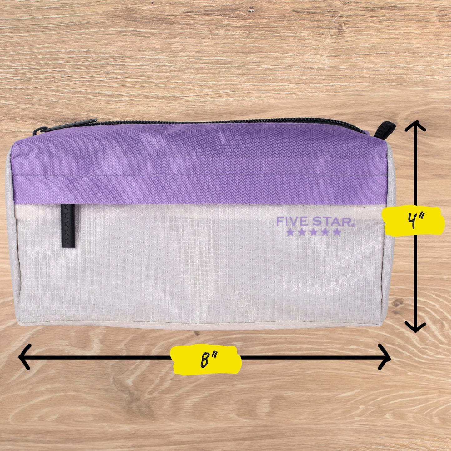 Five Star Pencil Pouch 9-Pocket Zipper Storage Organizer Case for Office Supplies Earbuds Chargers Cables Makeup, Tan/Purple (505600E)