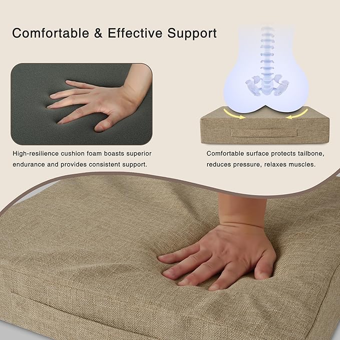 OVOV Recliner Cushions for Elderly 20"x20"x4" Thick Seat Cushion for Recliner Chair Large Square Non Slip Chair Pads with Washable Cover for Armchair Couch Beige