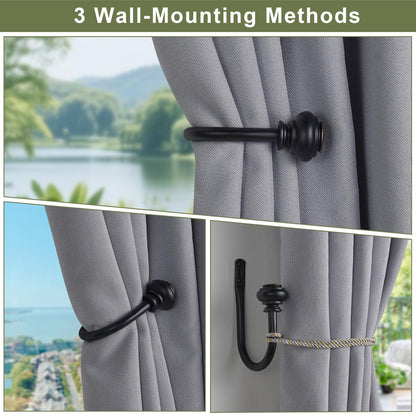 Vimayta Curtain Holdbacks 2pcs, Metal Curtains Tiebacks for Drapes Window Home Decoration, Matte Black