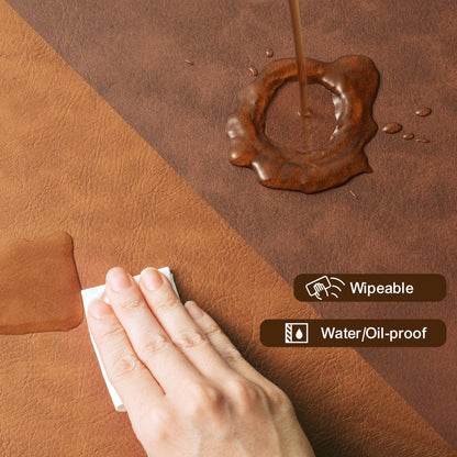 Placemats Set of 4, DOLOPL Reversible Dual-Color Faux Leather Place Mats 17"x11.8"– Waterproof, Heat Resistant, Washable & Wipeable, Luxury Retro Style for Kitchen Dining Table (Reddish Brown & Brown)