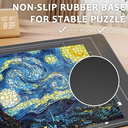 GOECI Puzzle Mat Roll Up with 6 Leather Sorting Trays - 42" x 25" Large Jigsaw Puzzle Saver Mat,Portable Puzzle Keeper for Up to 1500 Pieces,Includes Storage Bag & Foam Tube for Adults