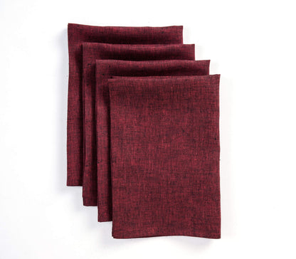 Solino Home Linen Cloth Napkins Set of 4-100% Pure Linen Red Garnet Dinner Napkins 20 x 20 Inch for 4th of July - Athena, Handcrafted and Machine Washable