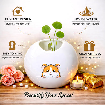 BJDAMAI Hamster Small Wall Planters for Indoor Outdoor Pots Ceramic, Gifts for Women Teens Girls Kids, Hamster Lovers Themed Gifts Decor Stuff Things Items!