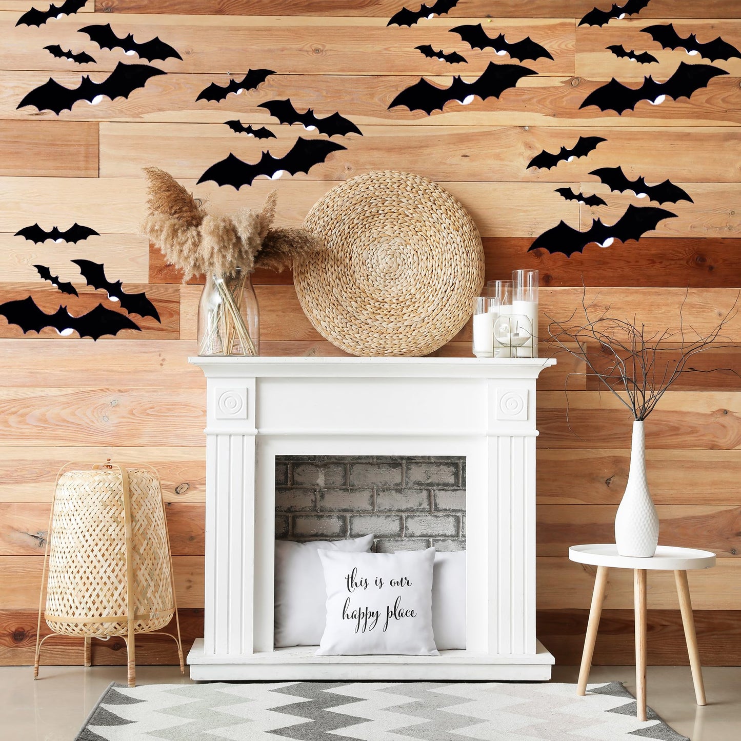 Dazzle Bright 36 Pcs LED Halloween 3D Bats Decorations Wall Stickers, 4 Different Size Removable PVC Wall Sticker for Indoor Home Window Decor Party Supplies