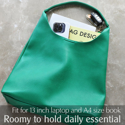 Hobo Bags for Women Soft Vegan Leather Shoulder Handbag Slouchy Tote Purses (Green)