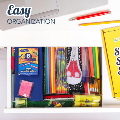 4E's Novelty 52 Pieces Schools Supplies Kit for K1-8 Back to School Supply Box with Essential Student Kits, School Supply Bundle Middle Elementary Schools Supplies Kit Grades 1 2 3 4 5 6 7 8