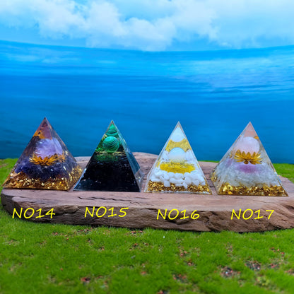 Healing Crystals Orgone Pyramid for Positive Energy, Stress Reduction, and Attracting Wealth and Luck Reduce Stress and Promote Healing with this Crystal Pyramid Home Decor (NO3,6cm)