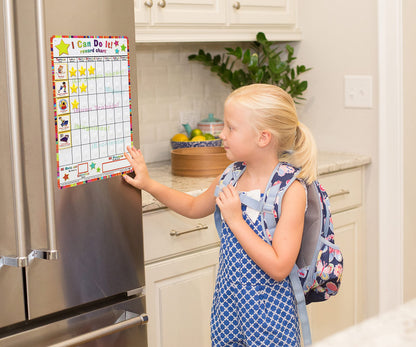 Kenson Kids Spanish English “I Can Do It” Reward and Responsibility Chart, 11 X 15.5-Inch, Daily Routine Incentive Star Chart- Visual Weekly Magnetic Chore, Behavior, and Organizational Star Chart