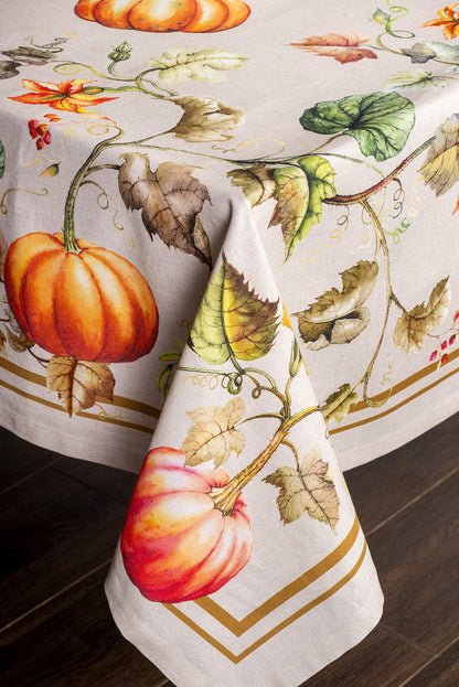 Maison d' Hermine Table Cloth Rectangle Table 100% Cotton 60 x 120 Inches Fall Tablecloth Reusable Everyday Use for Thanksgiving Christmas Decorations Dining Farmhouse Party (Potiron)
