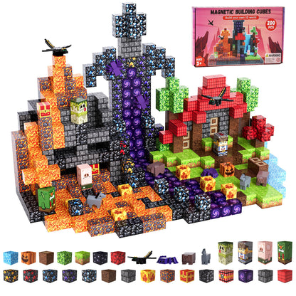 Fitrobust 200PCS Magnetic Blocks, Magnetic Building Blocks, 0.78in Magnetic Building Cubes, STEM Game Stacking Toys for Kids, Birthday Gifts for Boys and Girls Age 3+ Years Old