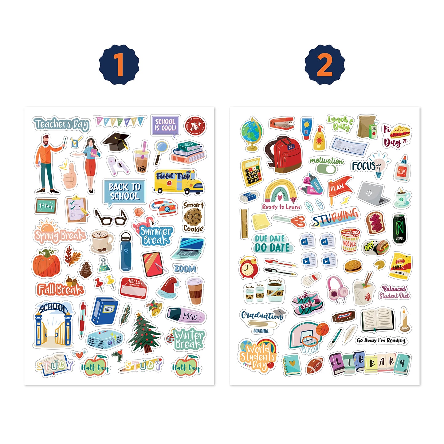 Teacher Planner Stickers Back to School Themed Planning Sticker Accessories for Student, Educators, homeschoolers, Women, Cute Happy Planner Productivity