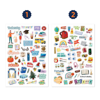 Teacher Planner Stickers Back to School Themed Planning Sticker Accessories for Student, Educators, homeschoolers, Women, Cute Happy Planner Productivity
