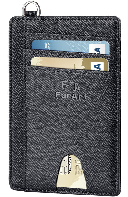 FurArt Slim Minimalist Wallet, Front Pocket Wallets, RFID Blocking, Credit Card Holder for Men-Black