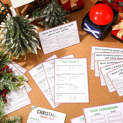 Syhood Christmas Friendly Feud Card Game with 2 Answer Buzzers, Fun Xmas Family Trivia Quiz Party Game Night Activities for Adults, Office, Large Group and Team Building