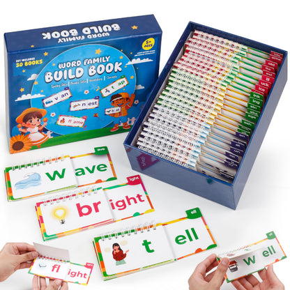 30 Read and Rhyme Flip Books, Phonics Flash Cards, Word Family Build Book, Learn to Read Sight Words Flash Cards Kindergarten, Phonics Flip Books for Kids Preschool Learning Activity, Reading Games