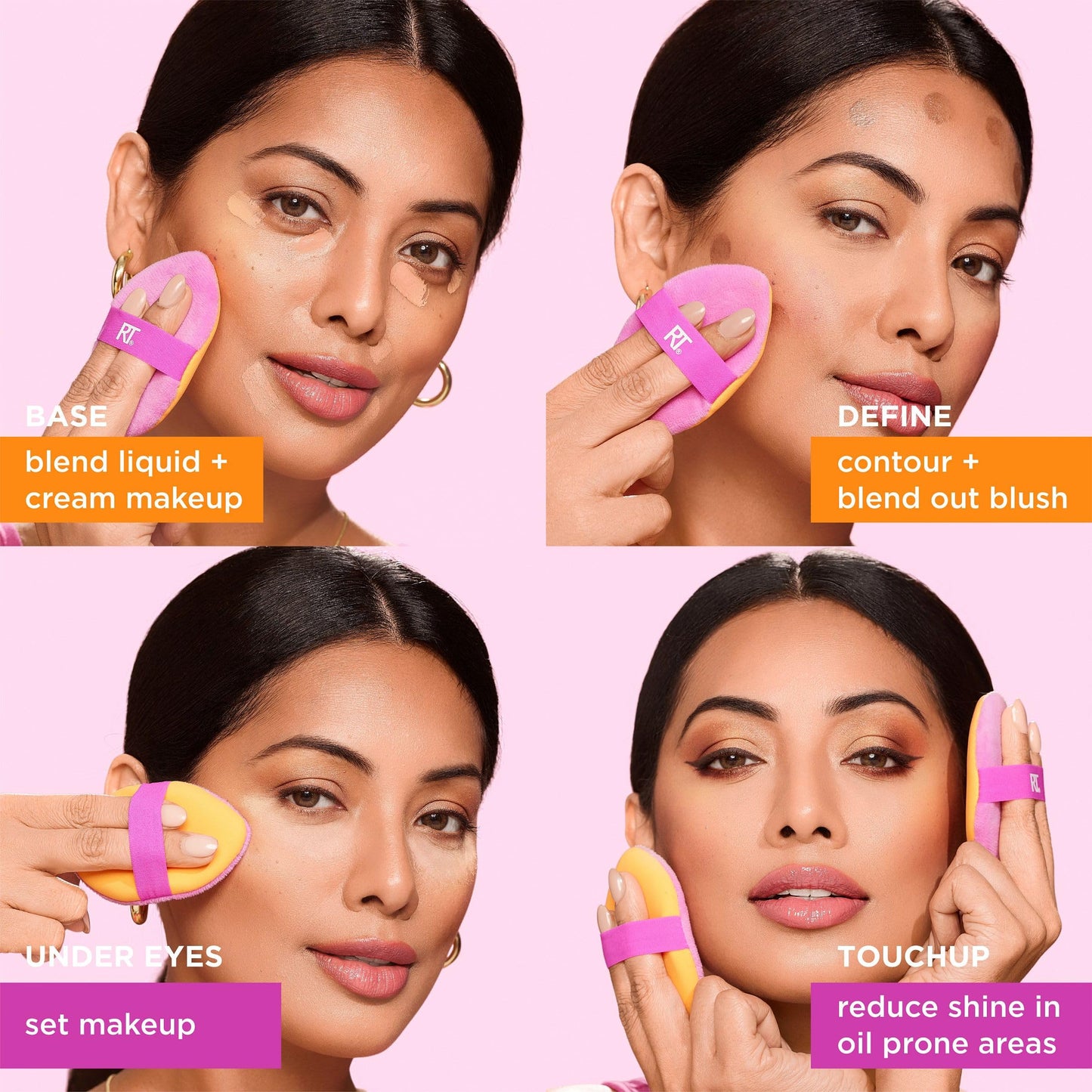 Real Techniques Miracle Complexion Sponge, Makeup Blending Sponge, For Liquid & Cream Foundation, Offers Light To Medium Coverage, Natural, Dewy Makeup, Orange Sponge, Latex-Free Foam, 1 Count