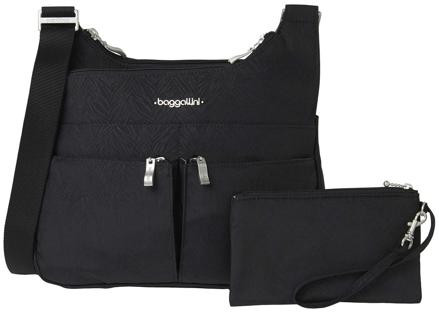 Baggallini Cross Over Crossbody Women 11x8.5 Medium Travel Bag Lightweight Water-Resistant Nylon Organized Handbag Purse