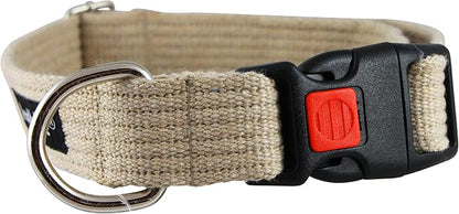 Cotton Web Adjustable Dog Collar with Locking Device 4 Sizes Beige (X-Large: Neck 18"-27"; Width 1.2")