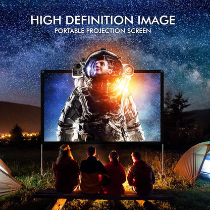 Pyle Projector Screen with Stand - 120'' 16:9 HD 4K Portable Lightweight Freestanding Foldable Indoor Outdoor Movie Projection Display with Frame for Home Theater