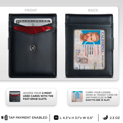 Suavell Slim Wallets for Men. Minimalist Bifold Wallet With Money Clip & ID Window. RFID Blocking Credit Card Holder Front Pocket Wallet, Gifts For Men - Husband Father On Birthday Anniversary.