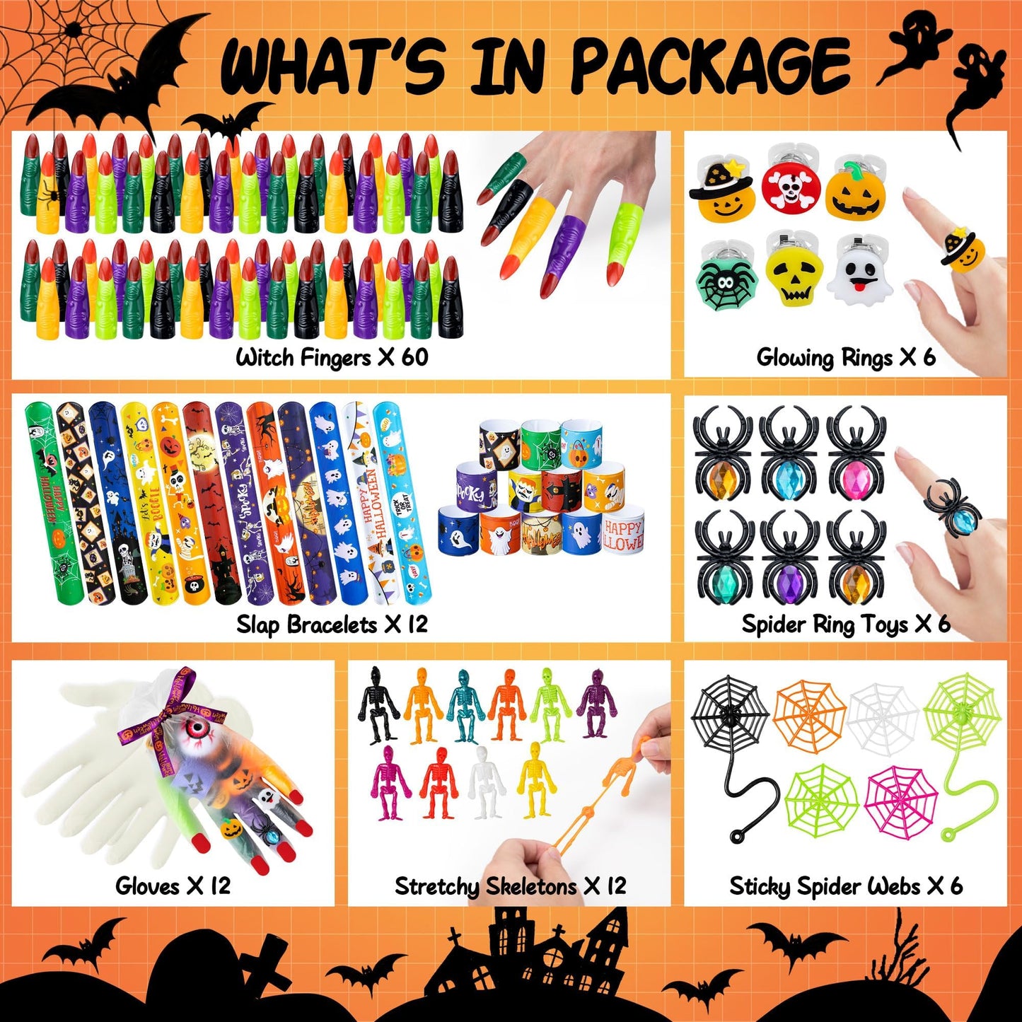 DMIGHT Halloween Party Favors - 193pcs Stuffed Toys Bulk Birthday Party Decorations, Goodie Bags for Party Supplies, Halloween Games for Kids