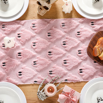 Reallnaive Pink Ghosts Halloween Table Runner Fall Kitchen Dining Runners Halloween Table Decorations for Indoor Outdoor Home Party Decor, 13 x 72 Inch