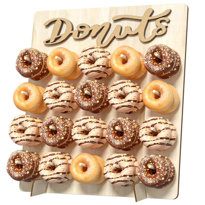 CORTNK Donut Wall Display Stand, Wooden Doughnut Holder Display 20 Donuts, Donut Holder Board for Donut Grow Up Party, Birthday, Wedding, Baby Shower, Donut Party Decorations (Natural)