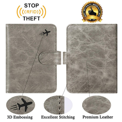 Passport Holder Cover Wallet RFID Blocking Leather Card Case Travel Accessories for Women Men (#Grey)