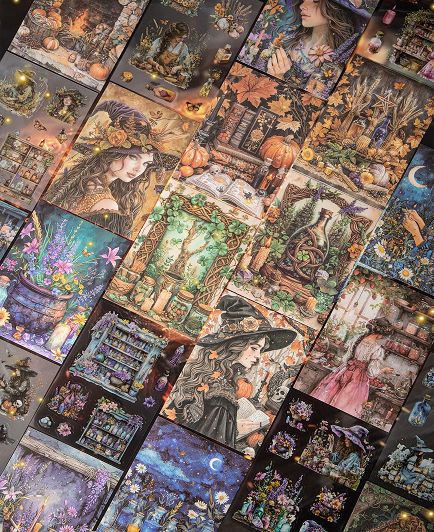 392 Pre-Cut PET & 60 Large Washi Scrapbooking Sticker for Junk Journal - 120 Sheets Magic Halloween Vintage Gothic Stickers Book for Scrapbook Supplies Bullet Journaling Planner Collage Gifts