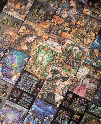 392 Pre-Cut PET & 60 Large Washi Scrapbooking Sticker for Junk Journal - 120 Sheets Magic Halloween Vintage Gothic Stickers Book for Scrapbook Supplies Bullet Journaling Planner Collage Gifts