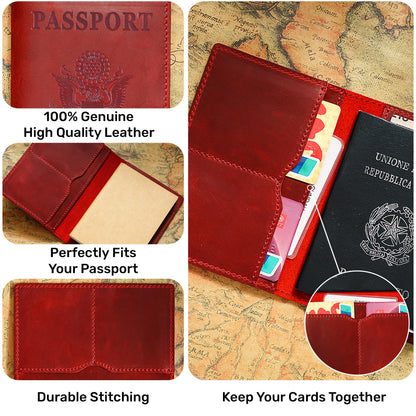 HIFA Leather Passport Holder, Handmade Passport Cover with Card and Ticket Slot - Genuine Leather, Elegant Design, Easy Access - Passport Case, Passport Wallet, Passport Holder