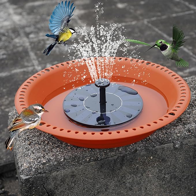 OVZILKI Bird Baths for Outdoors Heavy Duty, 10 inch BirdBath Bowl Only with Rust-Proof Black Chains, Hanging Bird Bath Hanging Bird-Feeder for Garden Backyard Decor (Terracotta 1 Pack)