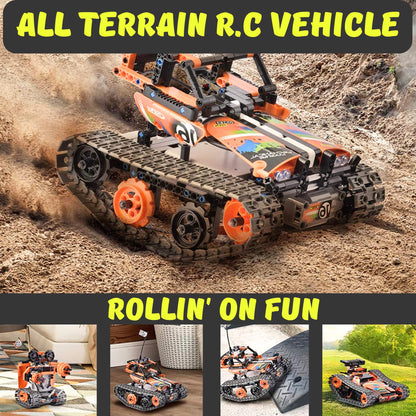 Kididdo Remote Control Car Building Toys for Boys Age 8-12 Fun STEM Robot Kit Cool Birthday Gifts for 8 to 14 Years Old Boys 3-in-1 Building Blocks RC Cars Kit to Build a Robot or Car