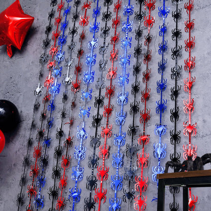 Bupelo Spider Web Birthday Decorations,2 Pack Red Black and Blue Spider Birthday Party Supplies 3.3 x 6.6ft Tinsel Foil Fringe Curtains Photo Booth Props Backdrop Streamers, House Room Decor for Boys