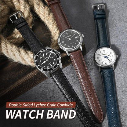ULLCHRO Genuine Leather Watch Strap Quick Release Watch Band Vintage Alligator Grain Leather Strap Premium Top Grain with Stainless Steel Buckle, Soft Brown Calfskin for Men Wrist (20mm, Dark Brown)