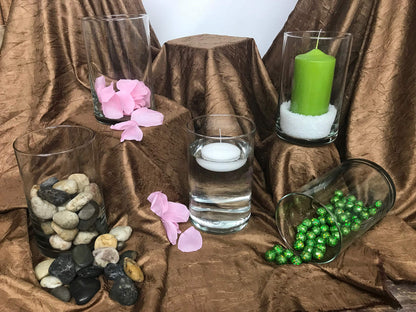 Floral Supply Online - 6" Tall x 6" Wide Cylinder Glass Vase and Flower Guide Booklet - for Weddings, Events, Decorating, Arrangements, Flowers, Office, or Home Decor.