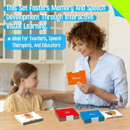 300 Noun Picture-Word Cards, Picture Flashcards Language Builder Visual Aid Speech Development Tool for Autism, ESL Teaching Materials for Adults, Non-Verbal Children Vocabulary Builder for Toddlers