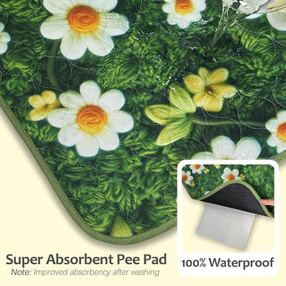 Washable Pee Pads for Dogs, Reusable Puppy Potty Training Pads, Ultra-Absorbent Thick Waterproof Leak-Proof Non-Slip Pads & Mat for Crate, Playpen, Floor, Whelping & Housebreaking , 1 Pack 72"x72"