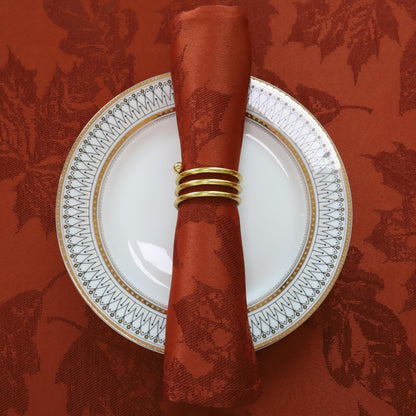 Honellaty Rust Square Napkin, Spillproof & Wrinkle Resistant, Elegant Jacquard Damask Napkin for Dining, Autumn, Harvest, Thanksgiving, 4 Pieces(20x20 Inches)