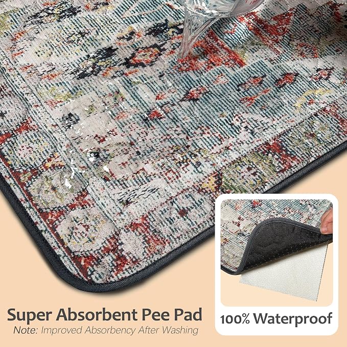 Washable Pee Pads for Dogs, Reusable Puppy Potty Training Pads, Ultra-Absorbent Thick Waterproof Leak-Proof Non-Slip Pads & Mat for Crate, Playpen, Floor, Whelping & Housebreaking , 2 Pack 48"x72"
