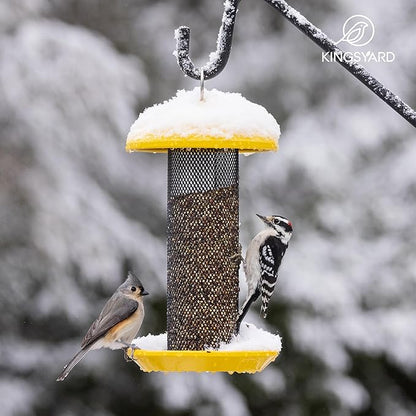 Kingsyard Finch Feeders for Outdoors Hanging, Metal Mesh Tube Bird Feeder for Nyjer/Thistle Seed, 2.5 lbs Large Capacity (Yellow)