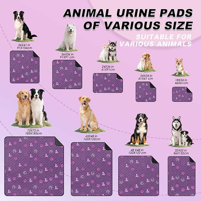 WanpeeGoo Washable Pee Pads, Puppy Pee Pad for Dogs, 2 Pack Absorbent Reusable Training Dog Pads Pet Puppy Pads, Non-Slip Potty Pads for Whelping, Playpen, Crate, Bed, Purple 18"x24"