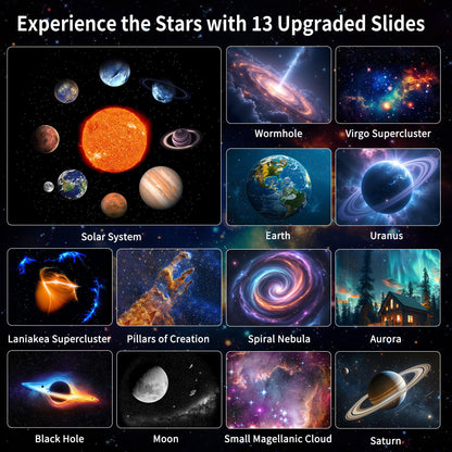 FlyLily Galaxy Projector for Bedroom, 13 in 1 Planetarium Star Projector with Solar System & Constellation, 360° Rotating Galaxy Light, Space Night Light Projector for Kids Adults Gifts