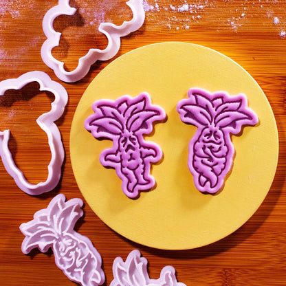 BAKERLOGY Roots of Magic Mini Cookie Cutter & Stamp Set (Shy & Screaming Mandrake Designs) – Cute Fantasy Fondant Embossing Stamp Cutters for Halloween Baking, Cupcake Toppers & Wizard-Themed Treats
